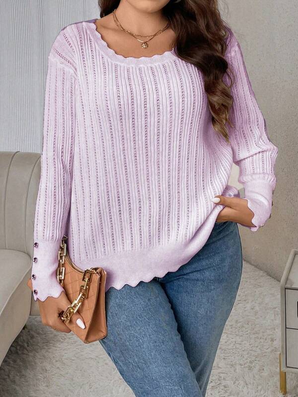 Casual Sweater With Large Round Neckline