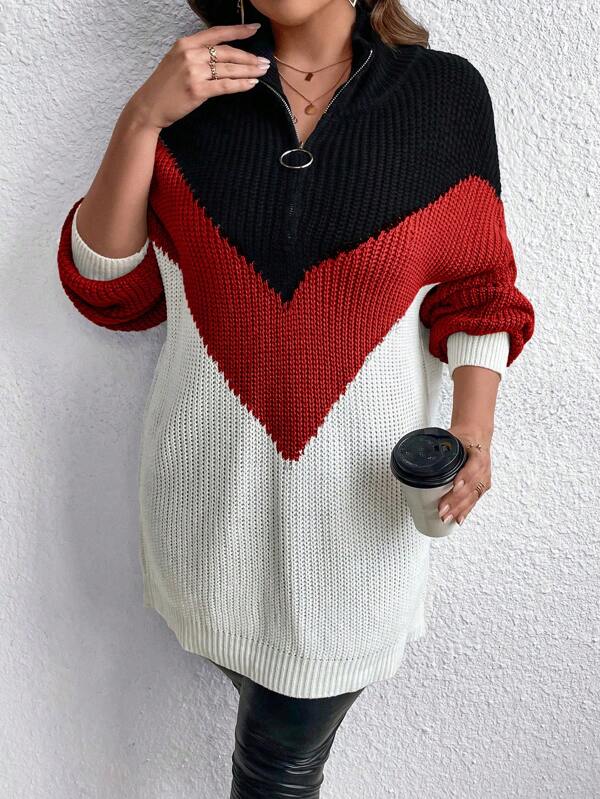 Chevron Colorblock Sweater Pullover