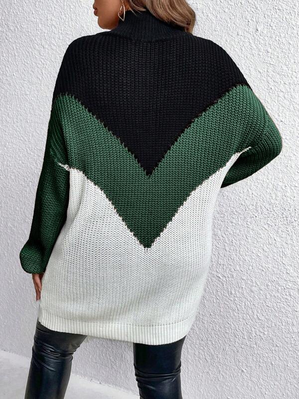 Chevron Colorblock Sweater Pullover