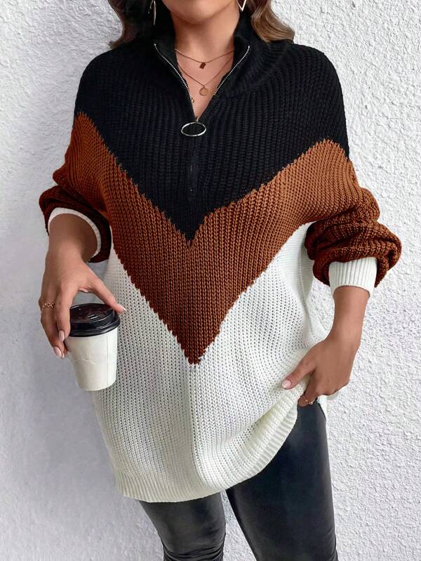 Chevron Colorblock Sweater Pullover