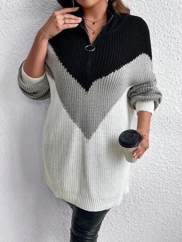 Chevron Colorblock Sweater Pullover