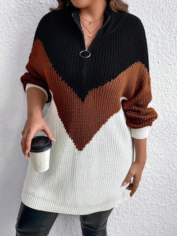 Chevron Colorblock Sweater Pullover