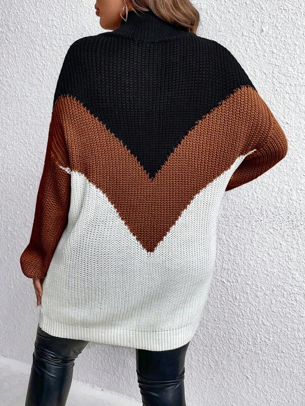 Chevron Colorblock Sweater Pullover