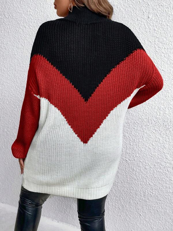 Chevron Colorblock Sweater Pullover