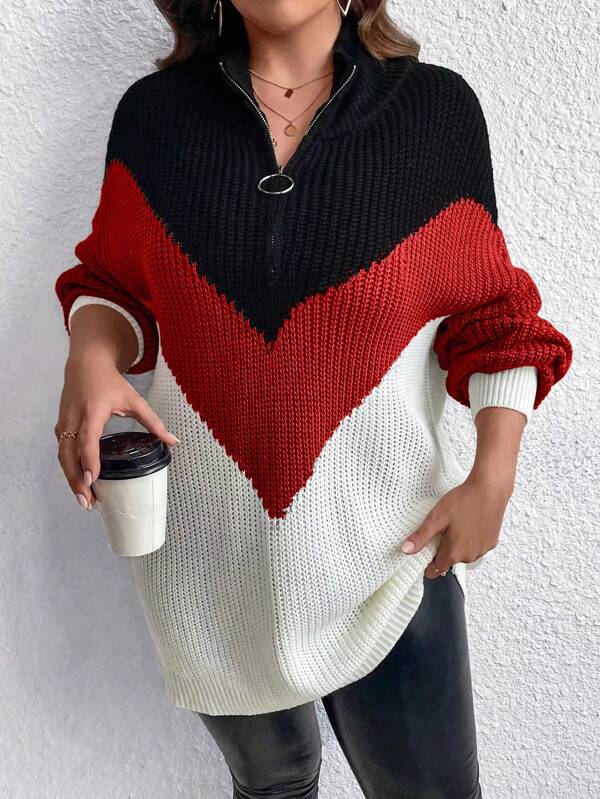 Chevron Colorblock Sweater Pullover