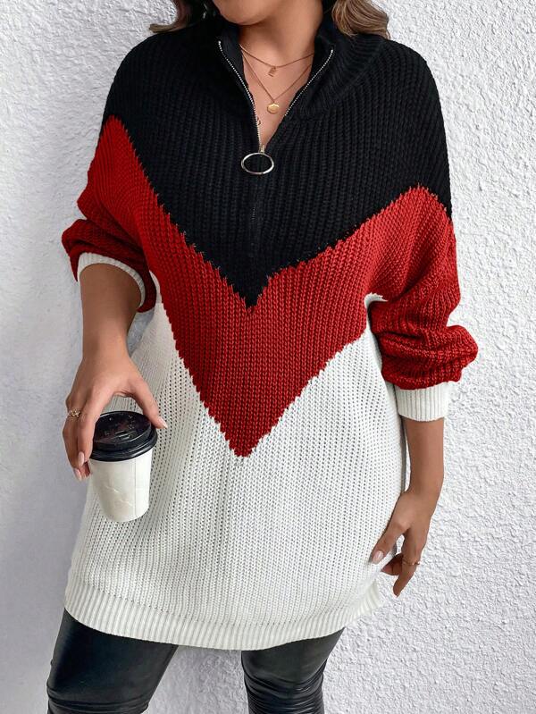 Chevron Colorblock Sweater Pullover