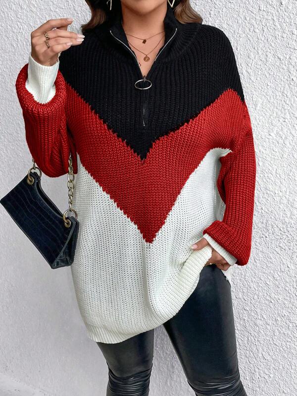 Chevron Colorblock Sweater Pullover