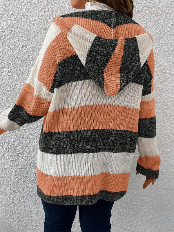 Color Block Hooded Duster Cardigan