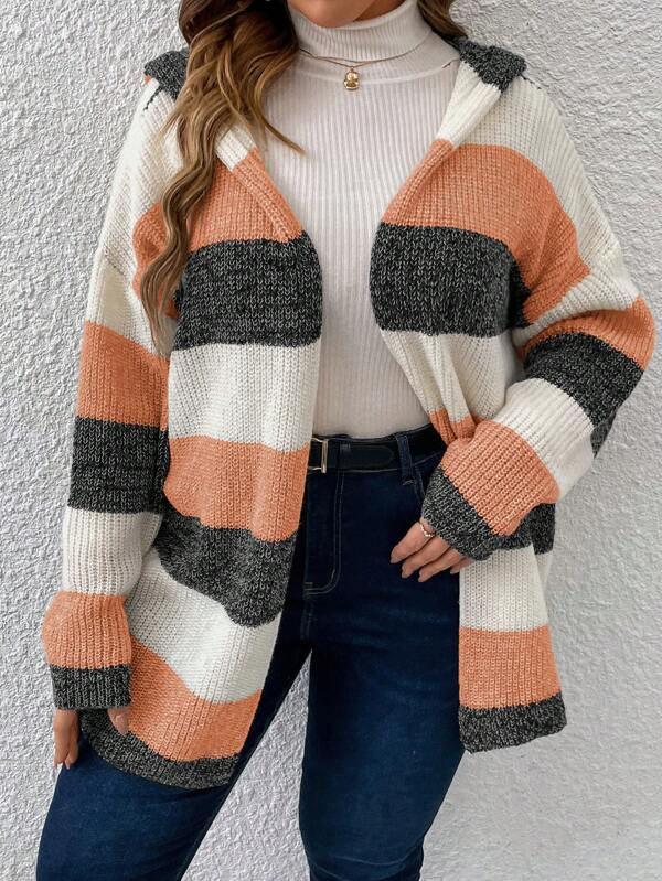 Color Block Hooded Duster Cardigan