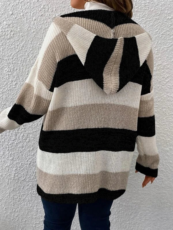 Color Block Hooded Duster Cardigan