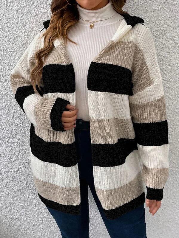 Color Block Hooded Duster Cardigan