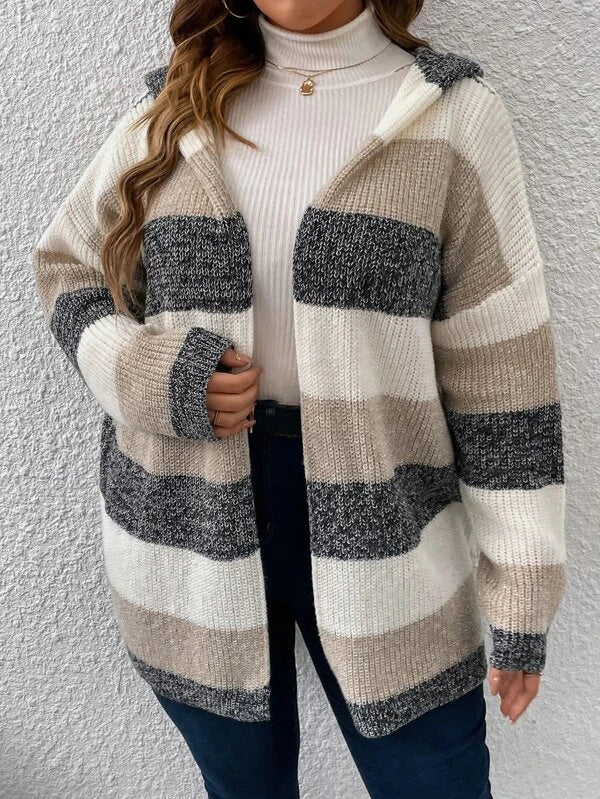 Color Block Hooded Duster Cardigan