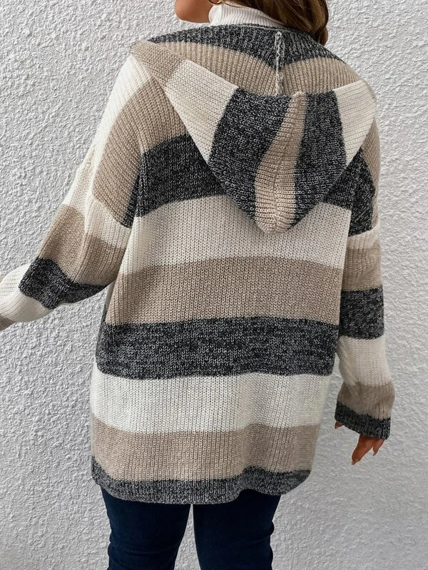 Color Block Hooded Duster Cardigan