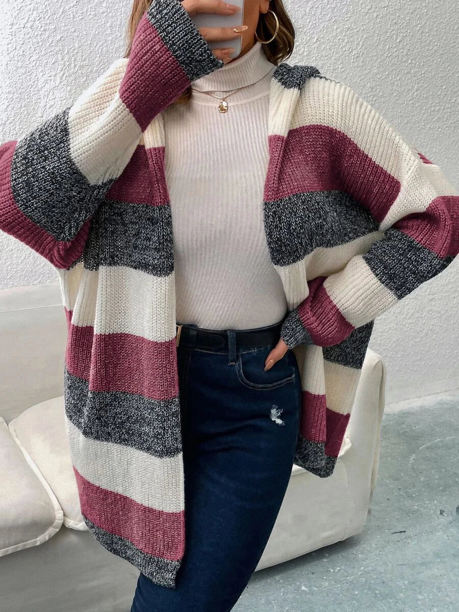 Color Block Hooded Duster Cardigan