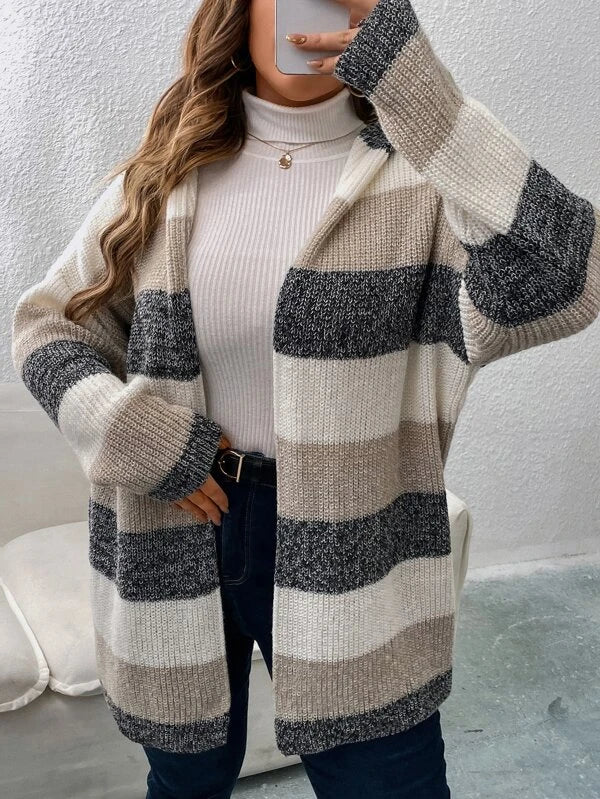 Color Block Hooded Duster Cardigan