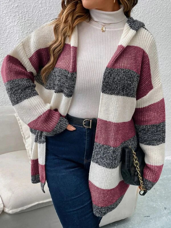 Color Block Hooded Duster Cardigan