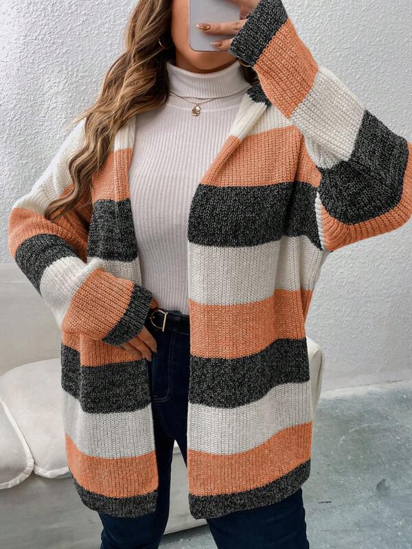 Color Block Hooded Duster Cardigan