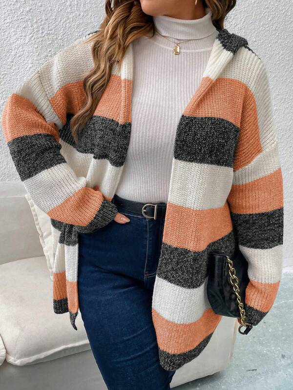 Color Block Hooded Duster Cardigan