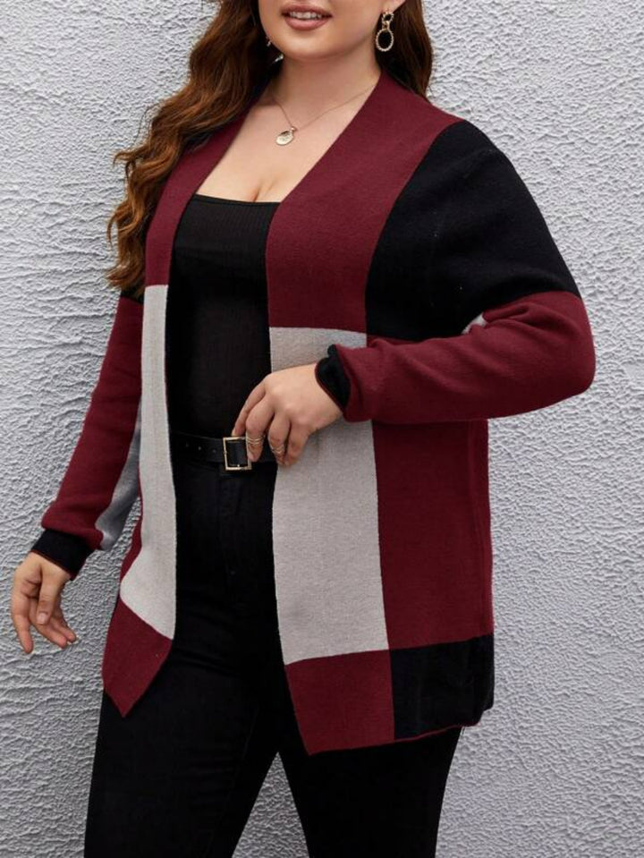 Color block Front Open Plus Cardigan