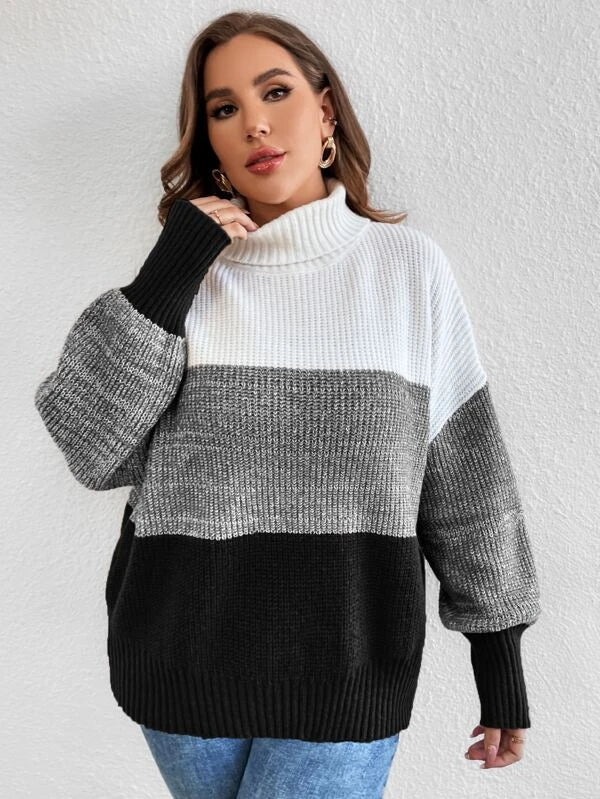 Colorblock Long Sleeve Stretchable Sweater