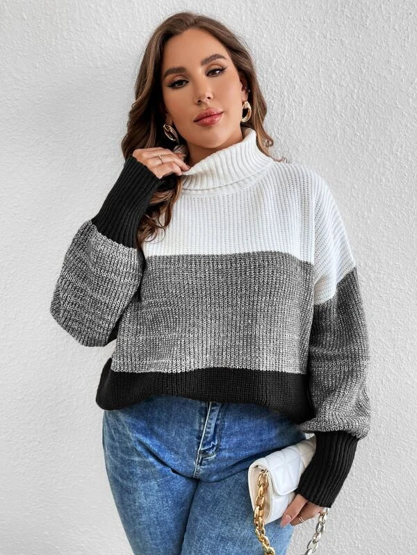 Colorblock Long Sleeve Stretchable Sweater