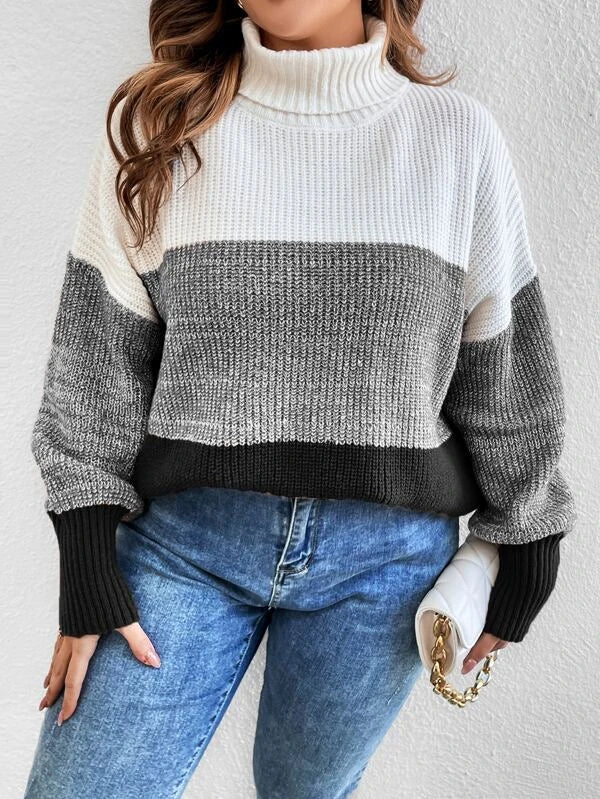 Colorblock Long Sleeve Stretchable Sweater