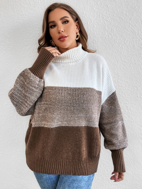 Colorblock Long Sleeve Stretchable Sweater