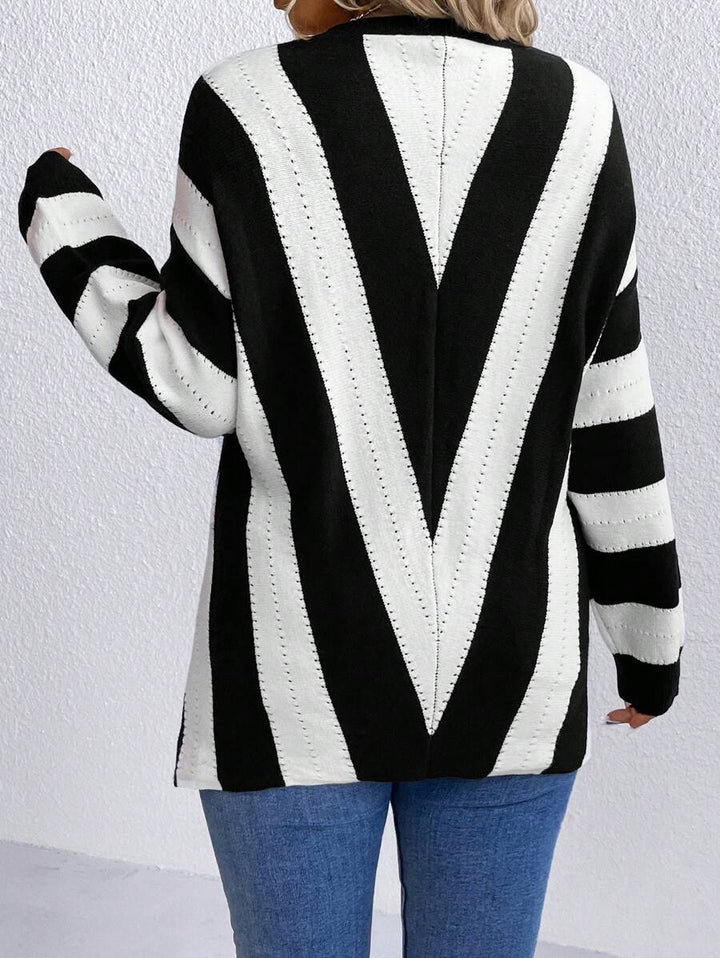 Color block Pointelle Knit Sweater