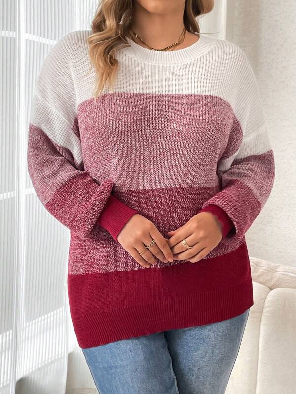 Contrast Colorblock Round Sweater