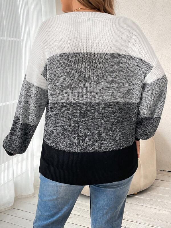 Contrast Colorblock Round Sweater