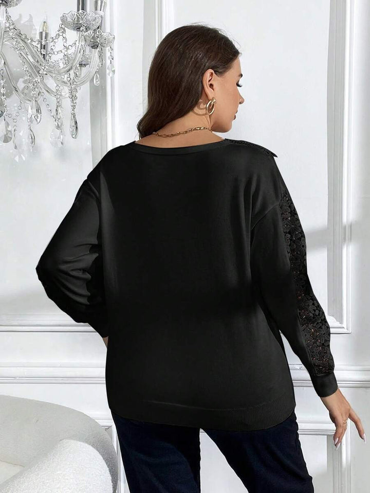 Contrast Lace Drop Shoulder Sweater