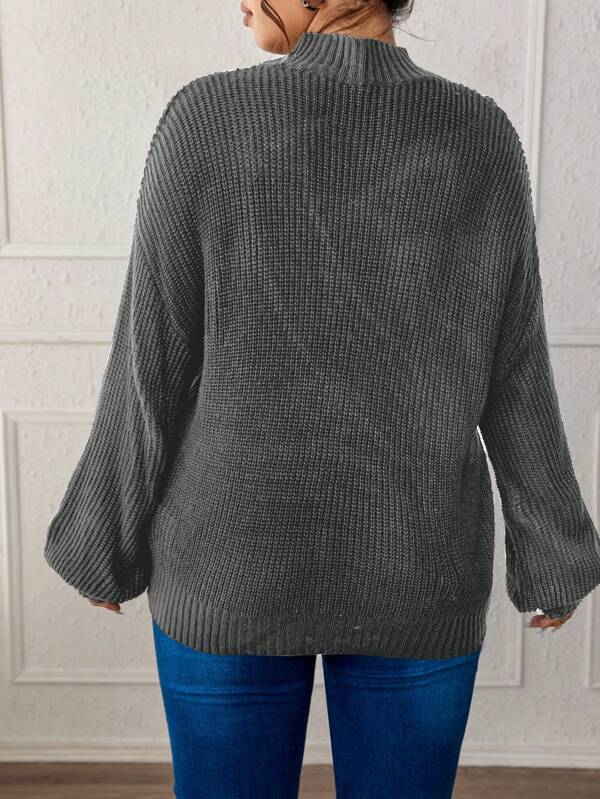 Contrast Mesh Mock Sweater