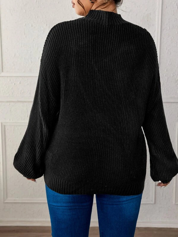 Contrast Mesh Mock Sweater