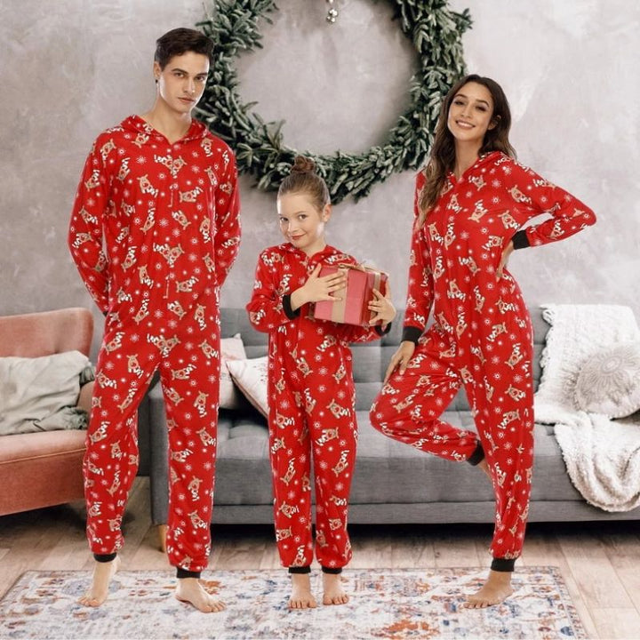 Festive Red Reindeer Family Jumpsuit Set