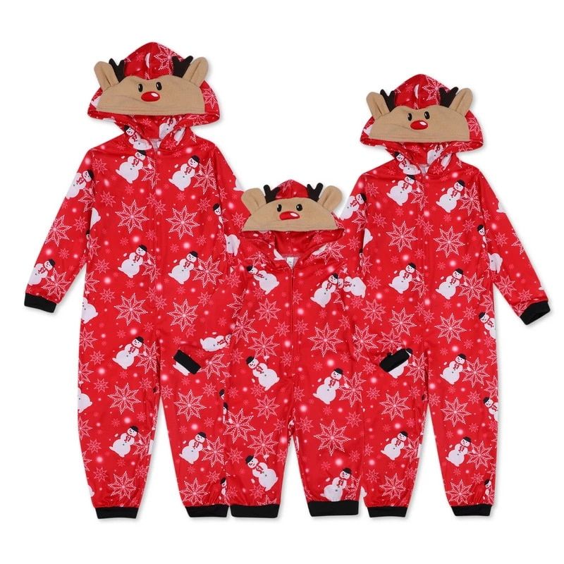 Festive Red Reindeer Family Jumpsuit Set