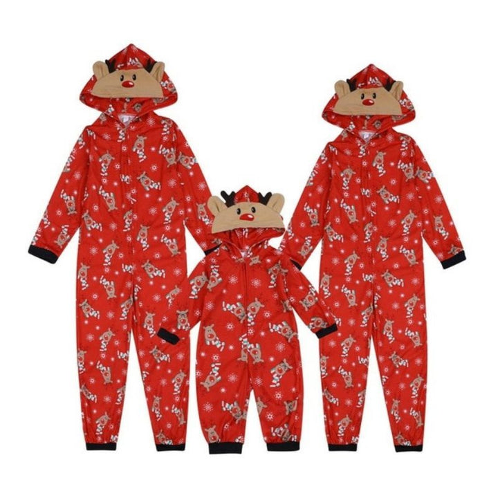 Festive Red Reindeer Family Jumpsuit Set