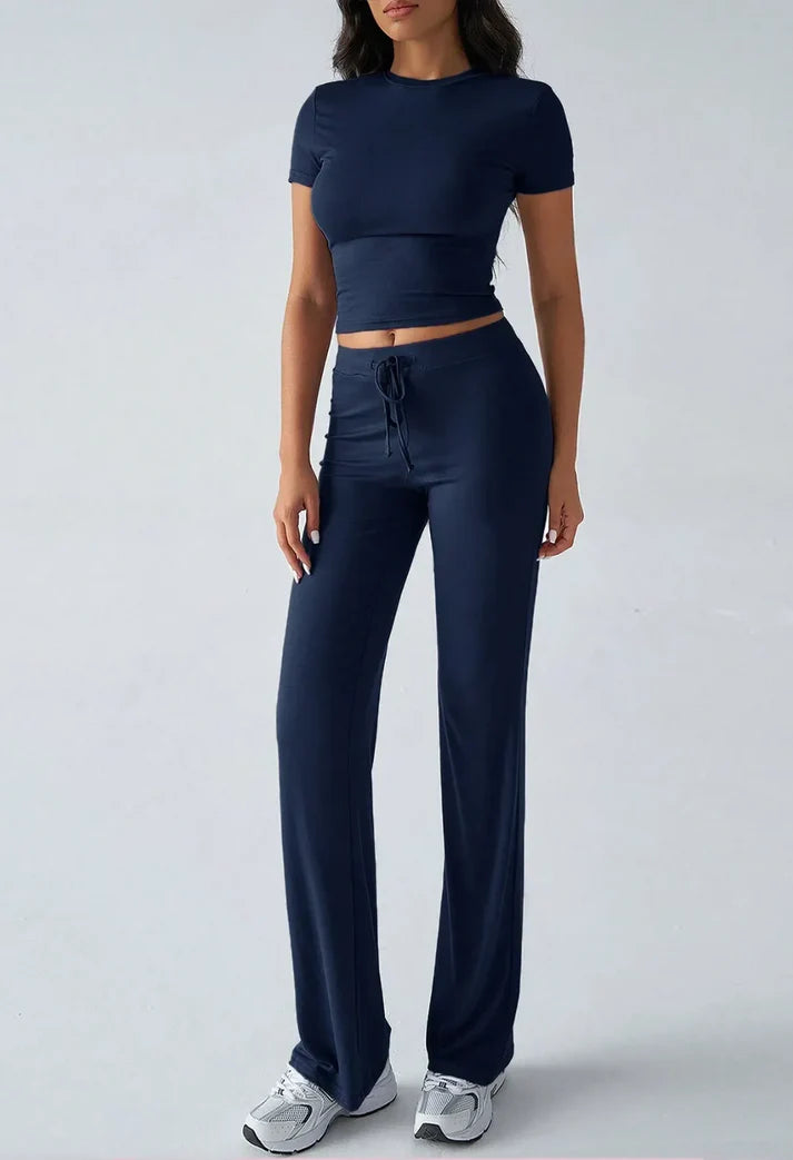 Cozy And Stylish Drawstring Pants And Crop Top