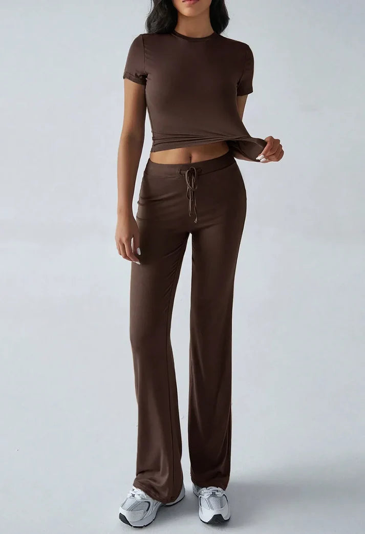 Cozy And Stylish Drawstring Pants And Crop Top