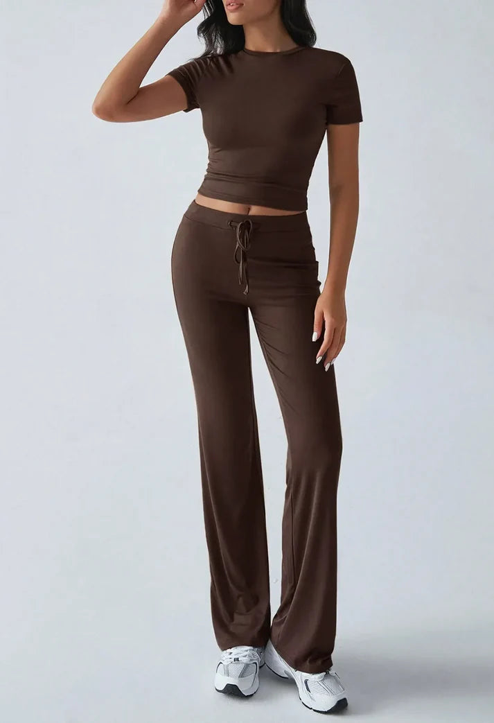 Cozy And Stylish Drawstring Pants And Crop Top