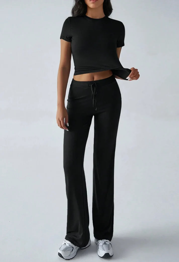 Cozy And Stylish Drawstring Pants And Crop Top