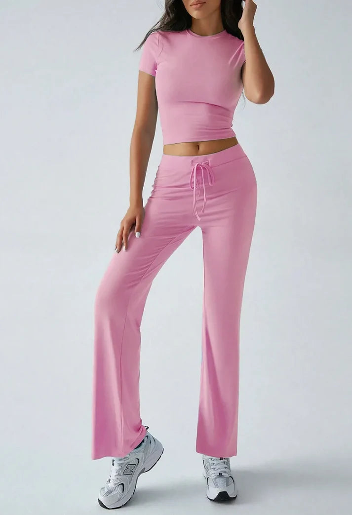 Cozy And Stylish Drawstring Pants And Crop Top