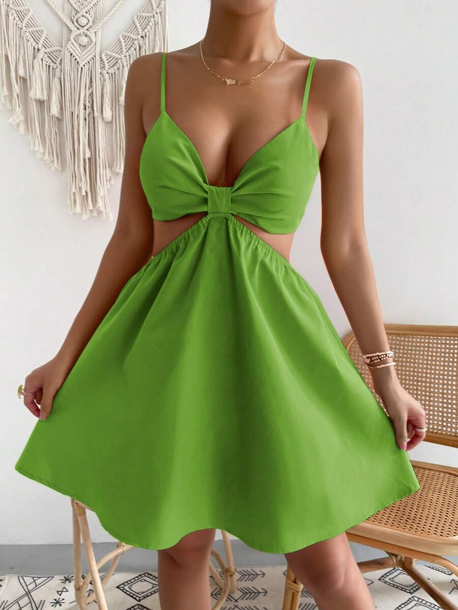 Barbie Cut Out Tie Backless Cami Dress