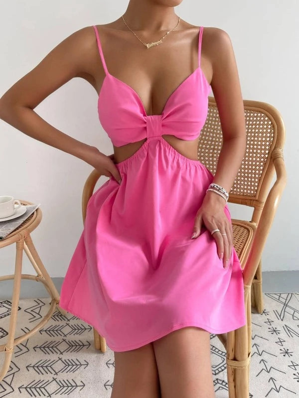 Barbie Cut Out Tie Backless Cami Dress