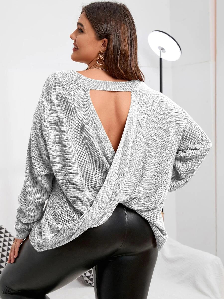 Cut Out Wrap Cross Back Sweater