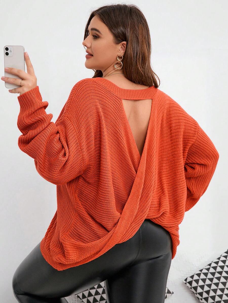 Cut Out Wrap Cross Back Sweater