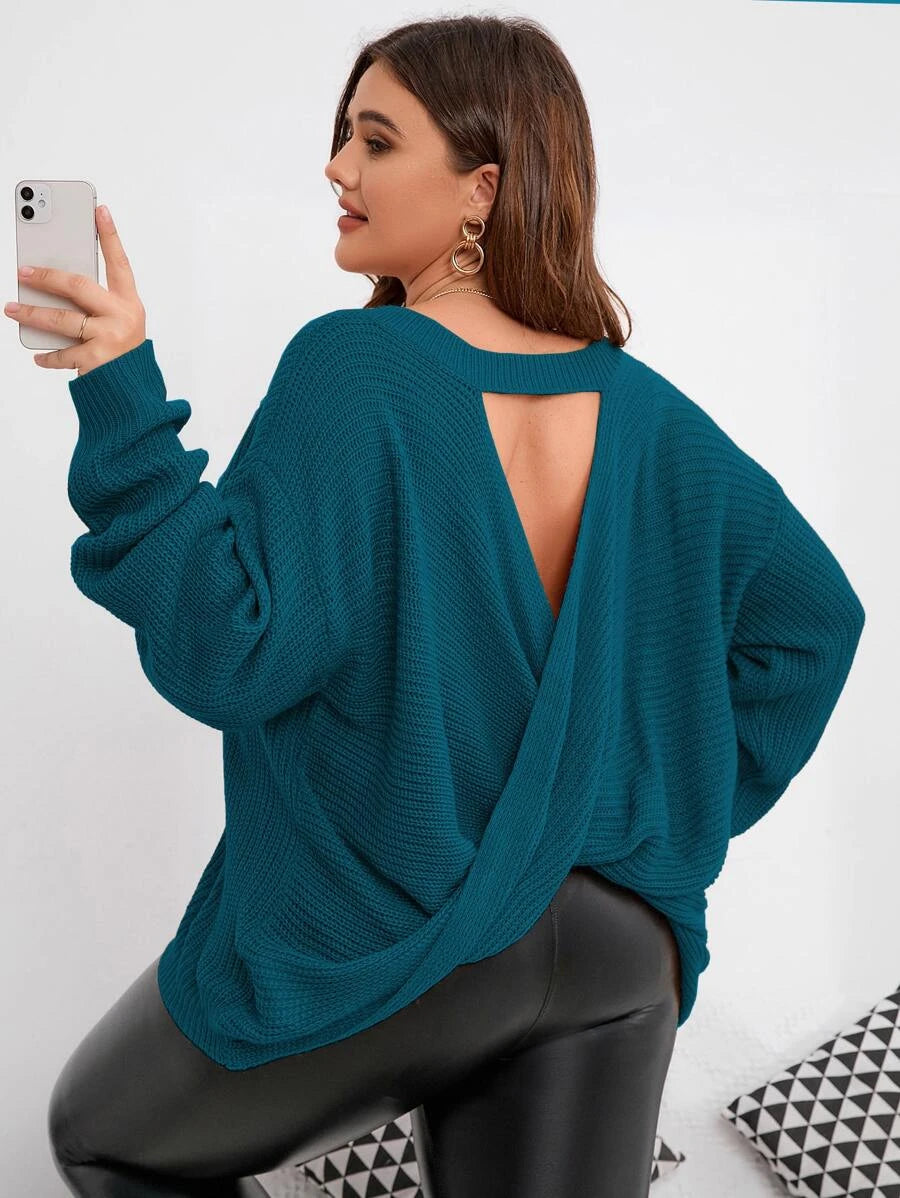 Cut Out Wrap Cross Back Sweater