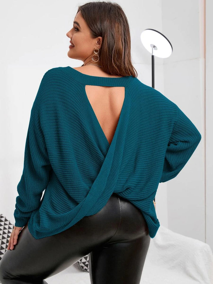 Cut Out Wrap Cross Back Sweater