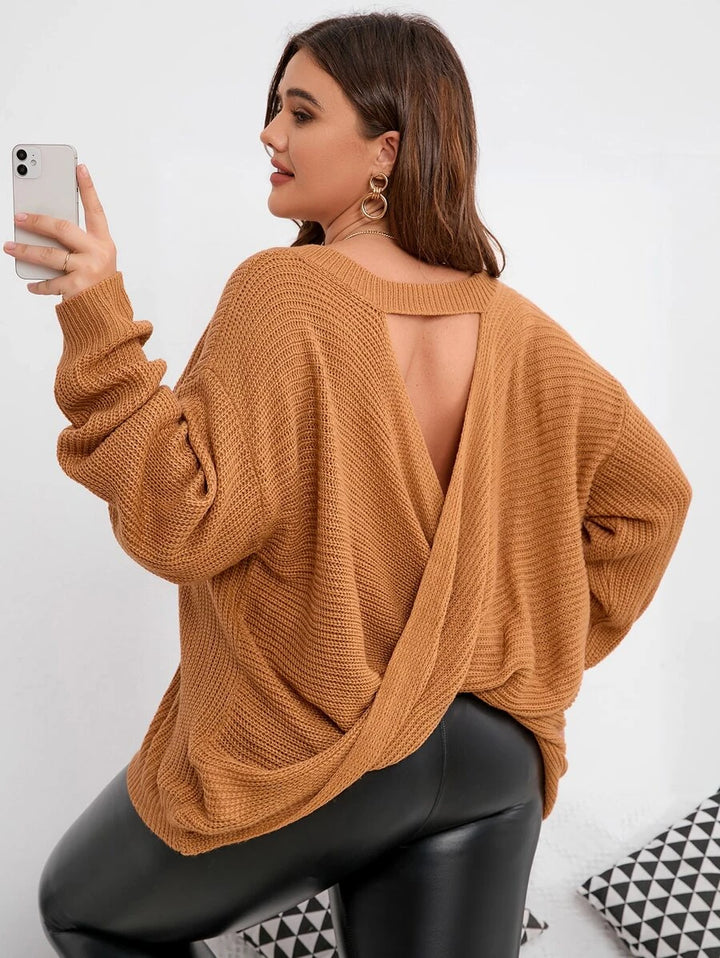 Cut Out Wrap Cross Back Sweater