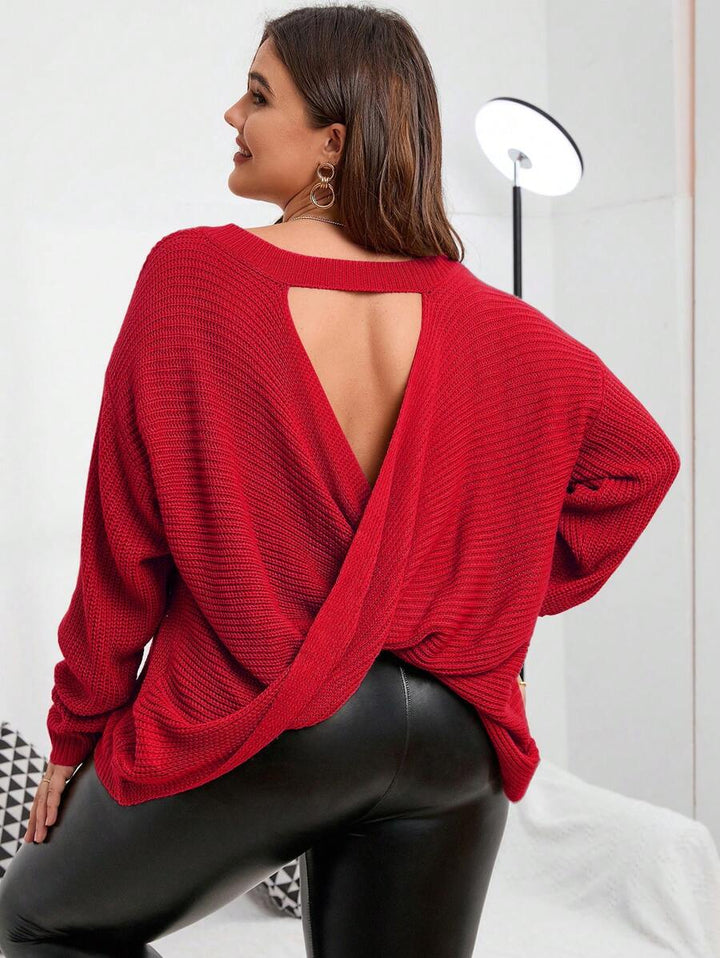 Cut Out Wrap Cross Back Sweater