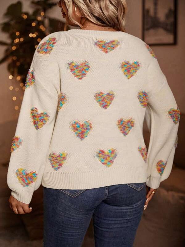 Designed Pattern Drop Shoulder Sweater
